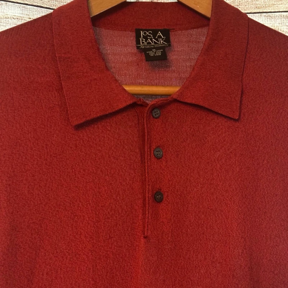 Jos A Bank Silk Sweater Mens XL Signature‎ Collection Rust Sienna Collared